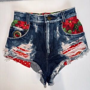 Extra Short Designer Denim Shorts by Vitusevich, Size XS